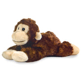 A brown chimpanzee plush toy from Mini Flopsie by Aurora with soft fur and a friendly expression.